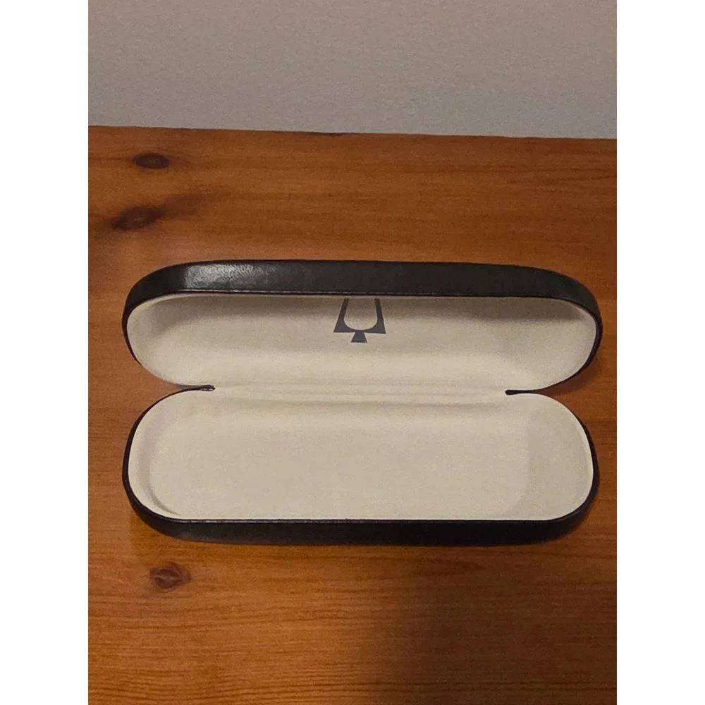 Bulova Black Hard Shell Eyeglass Case Faux Leather Protective Storage Box